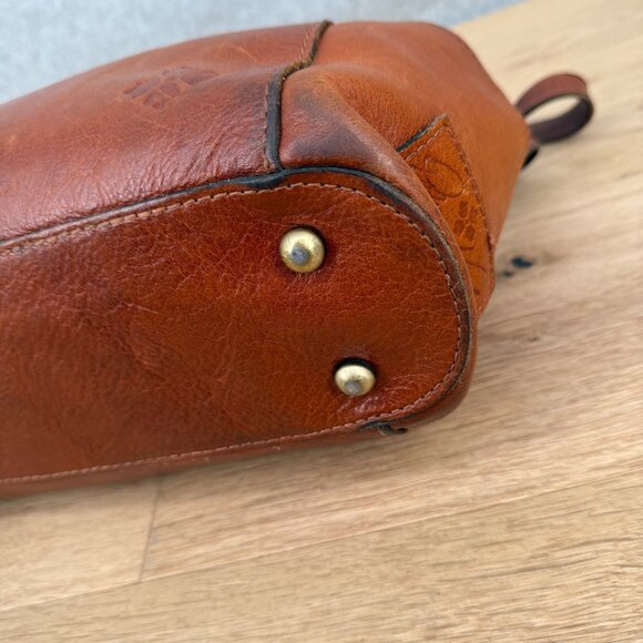 Patricia Nash Tooled Leather Shoulder Bag Brown Floral Brass Toggle Close - Picture 6 of 16